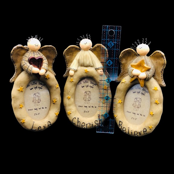 NEW Set of 3 Rare Honey And Me Lisa Liffick Inner Light Angel Frame Ornaments - Picture 2 of 6